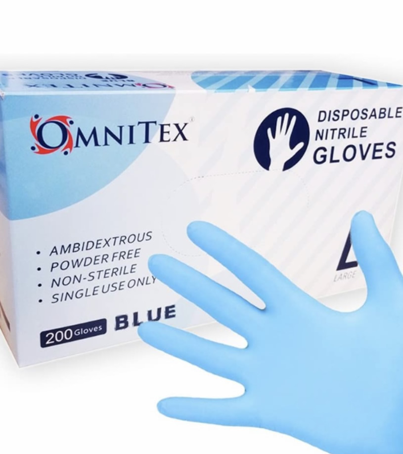 Omnitex Medium Blue Powder Free Nitrile Gloves 